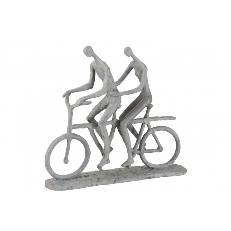 Figurine cycliste en tandem en Resine J-line - Gris J-Line