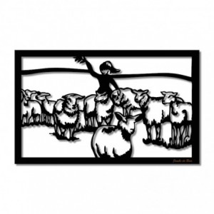 Les Moutons en Estive 35 x 22 cm Jambe de bois - Noir Jambe de Bois