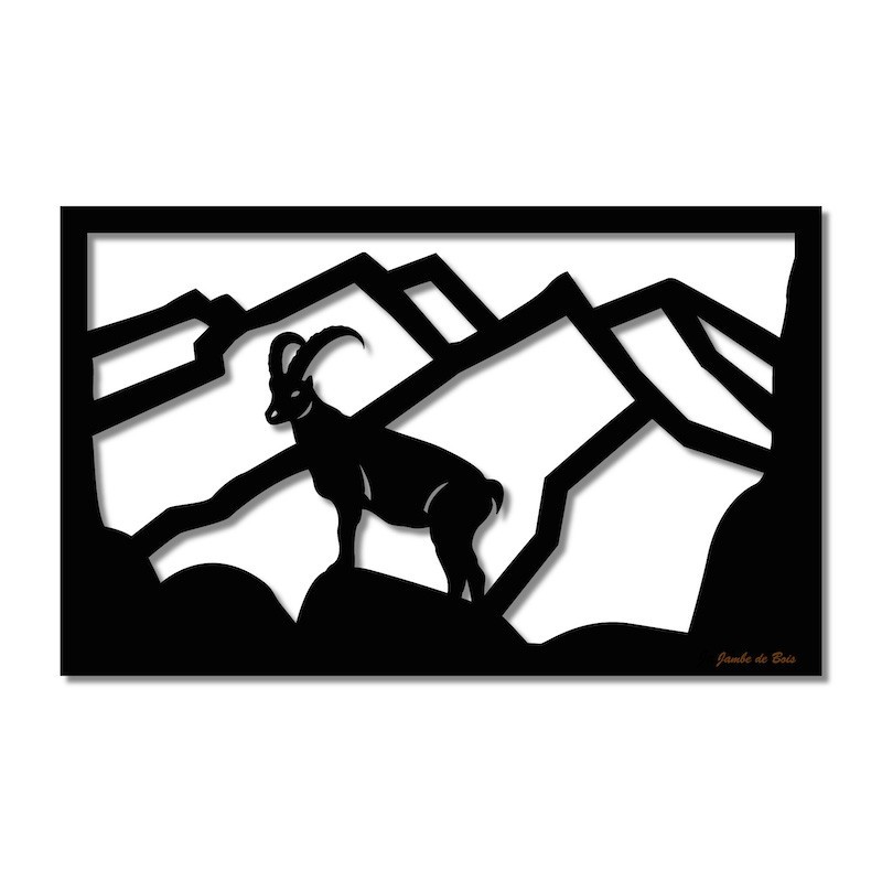 Le Bouquetin des Pyrénées 35 x 22 cm - Noir Jambe de Bois