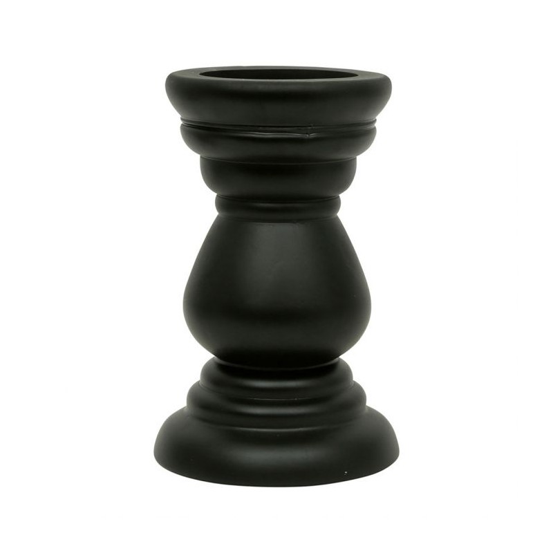 Bougeoir en Verre Noir sablé - H 19.5 cm