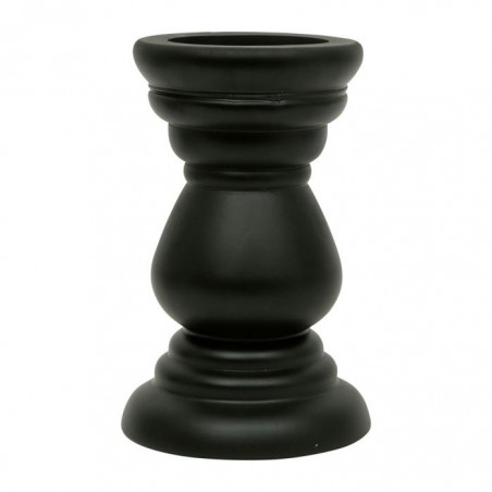 Bougeoir en Verre Noir sablé - H 19.5 cm