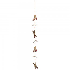 Guirlande Skis et Patins en bois - 120 cm