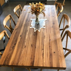 Table à manger en chêne massif et acier - 2x0,90m