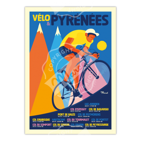 Affiche Vélo Pyrénées - Marcel Travel Posters