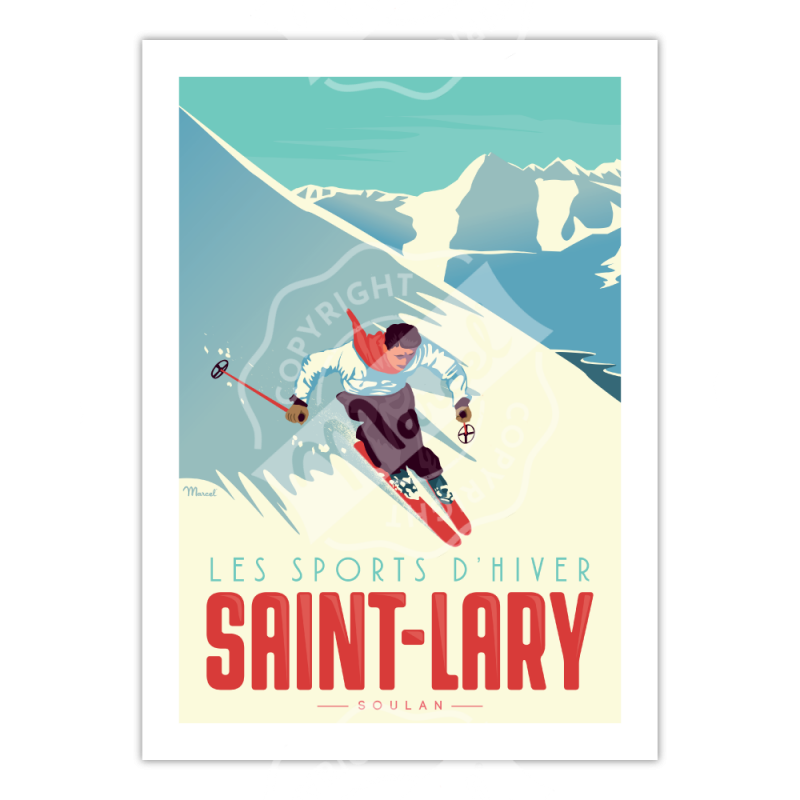 Affiche Le Skieur Saint Lary - Marcel Travel Posters