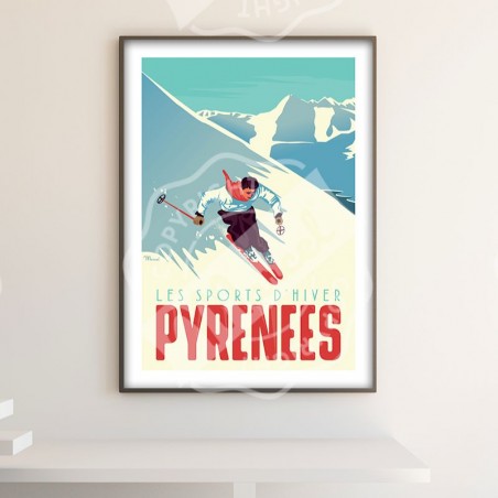 Affiche Skieur Pyrénées - Marcel Travel Posters