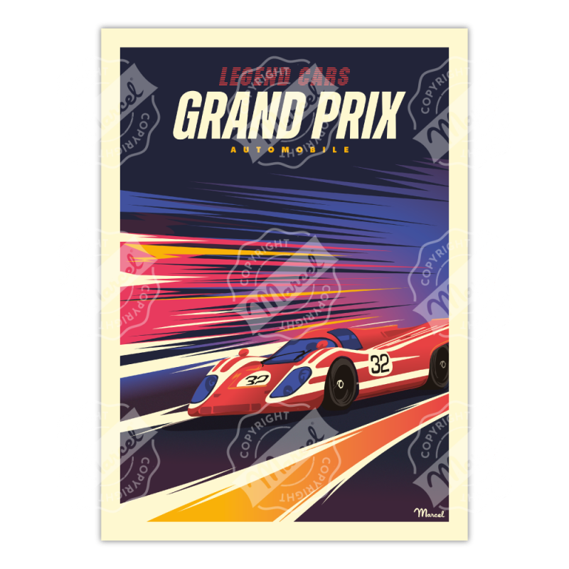 Affiche Grand Prix Automobile de F1 - Marcel Travel Posters