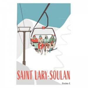 Affiche Télésiège Saint Lary Soulan - Clotilde C. Créations