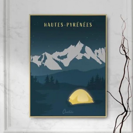Affiche Camping Hautes-Pyrénées - Clotilde C. Créations