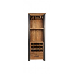 Armoire à vin Atlanta - Naturel/Noir - Teck/Métal HSM Collection