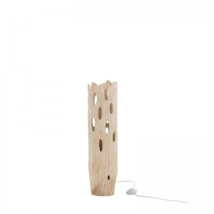 Lampe de table tronc avec trous bois paulownia j-line - blanc J-Line